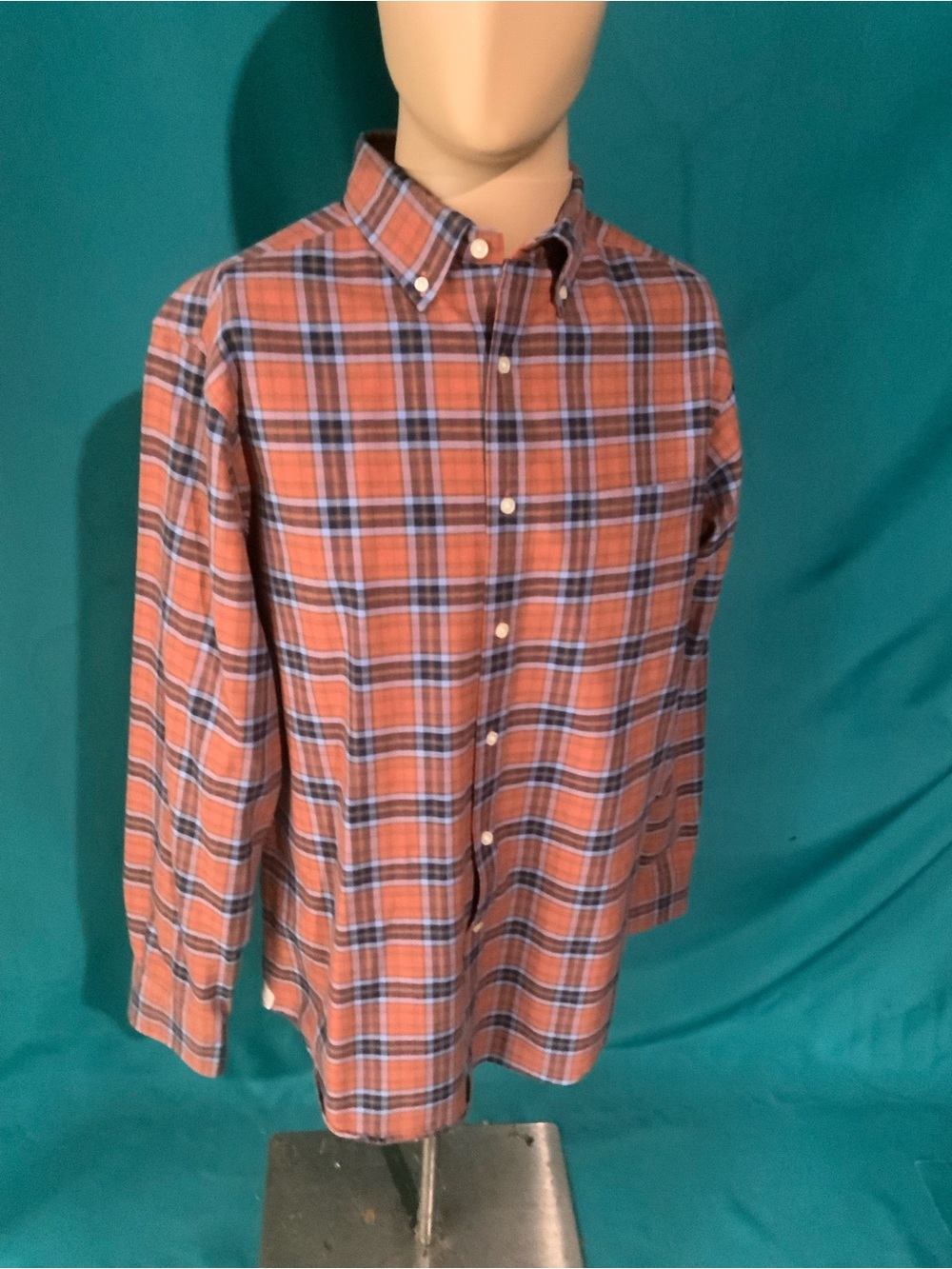 CREMIEUX MEN’S SLIM FIT LONG-SLEEVE PLAID SHIRT BUTTON-DOWN COLLAR 100% COTTON